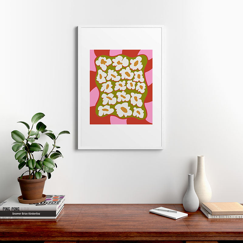 70's retro Bloom Framed Art Print