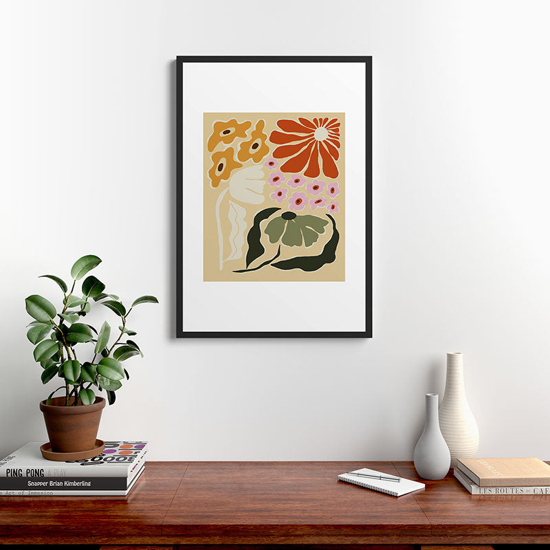 70s tropical fun flower Framed Art Print