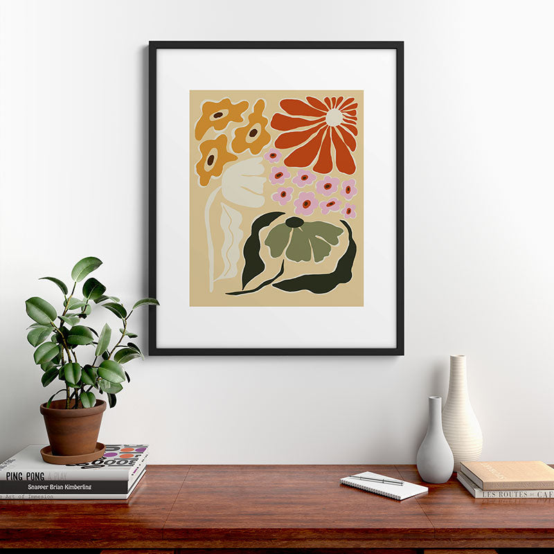 70s tropical fun flower Framed Art Print