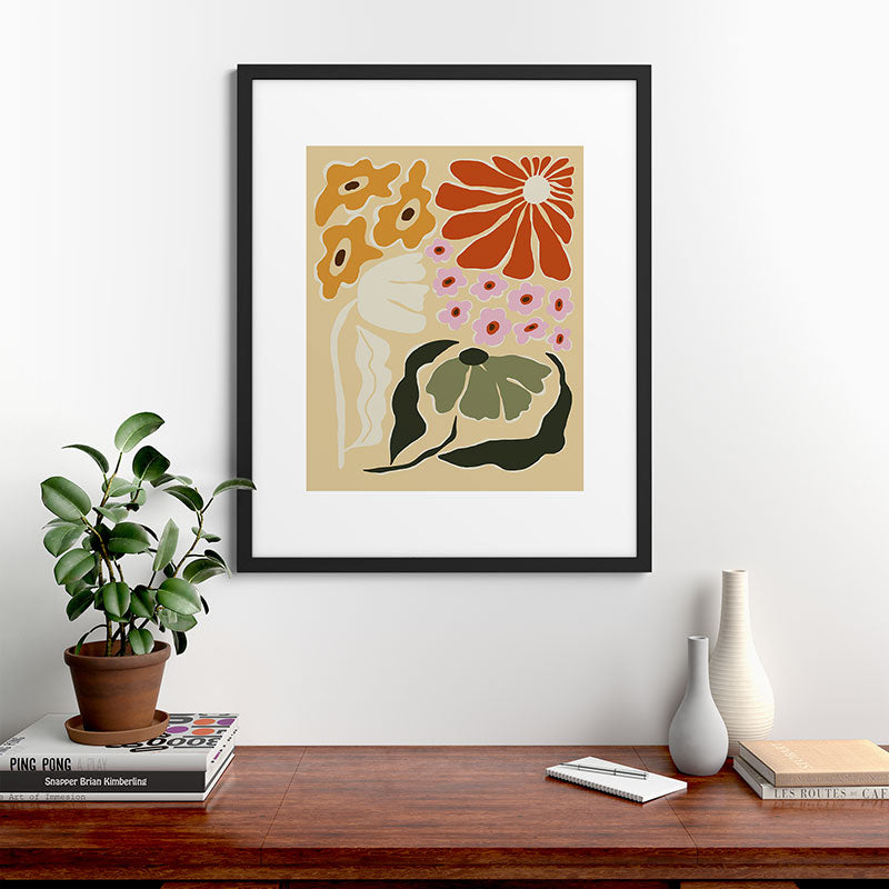 70s tropical fun flower Framed Art Print