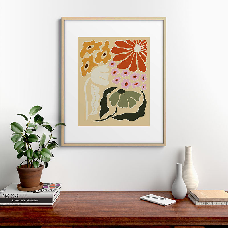 70s tropical fun flower Framed Art Print