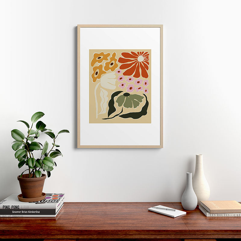 70s tropical fun flower Framed Art Print
