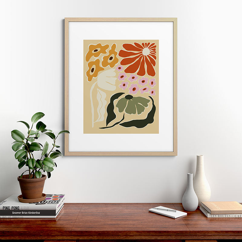 70s tropical fun flower Framed Art Print