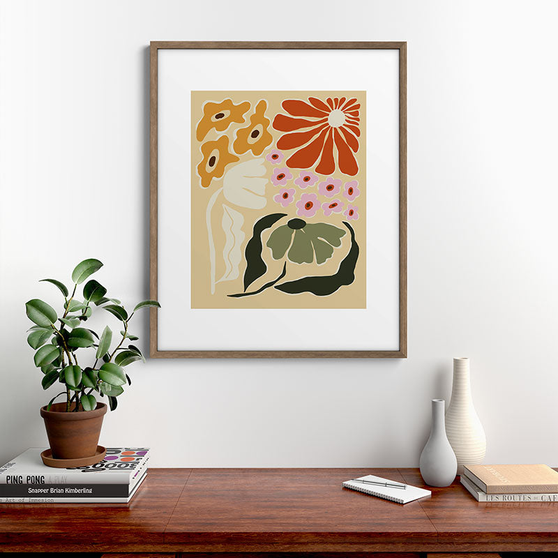 70s tropical fun flower Framed Art Print