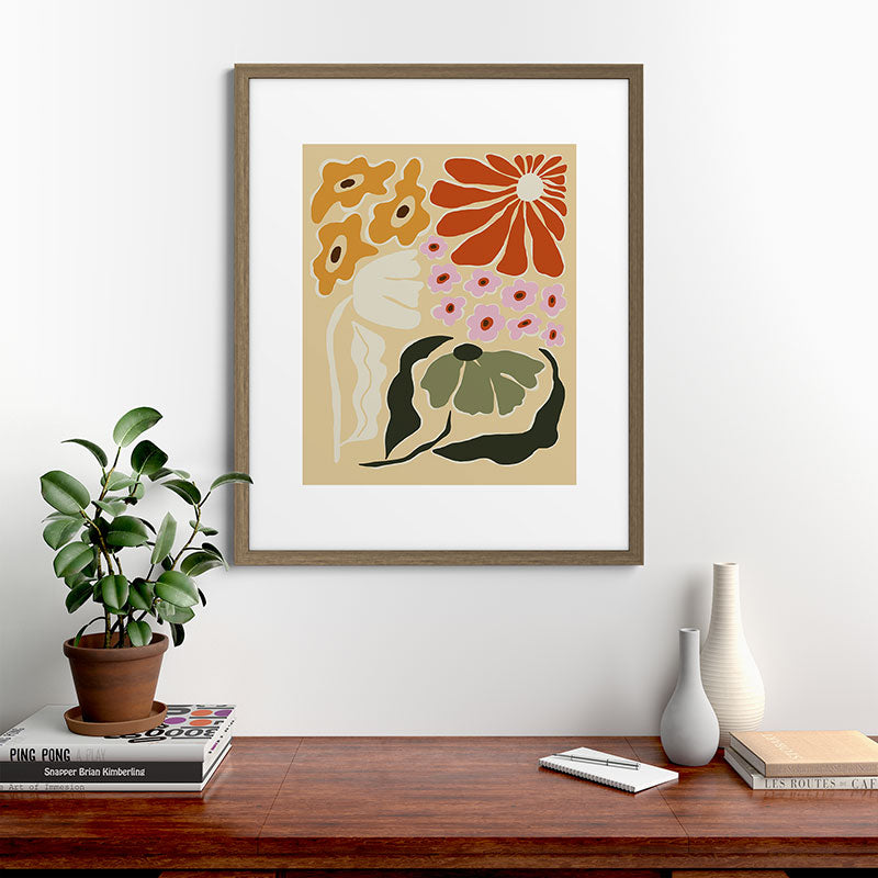 70s tropical fun flower Framed Art Print