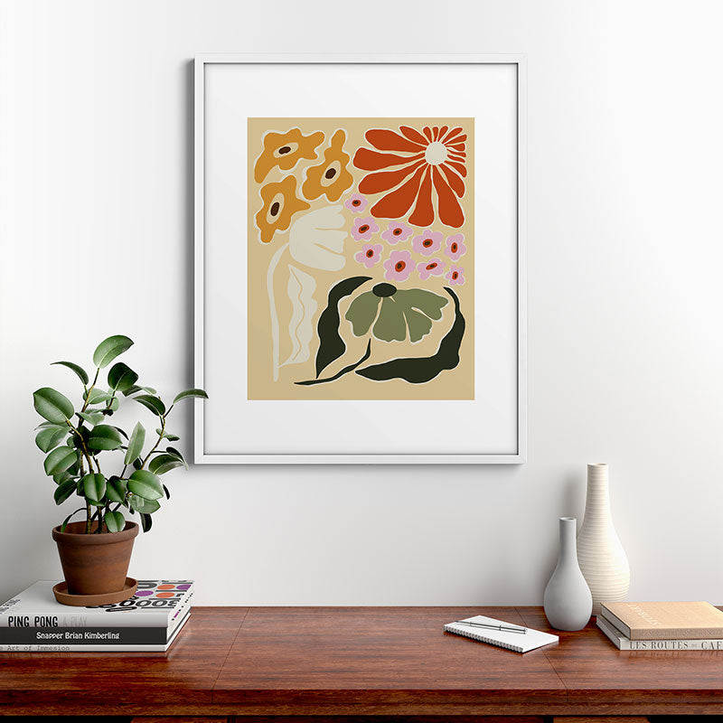 70s tropical fun flower Framed Art Print