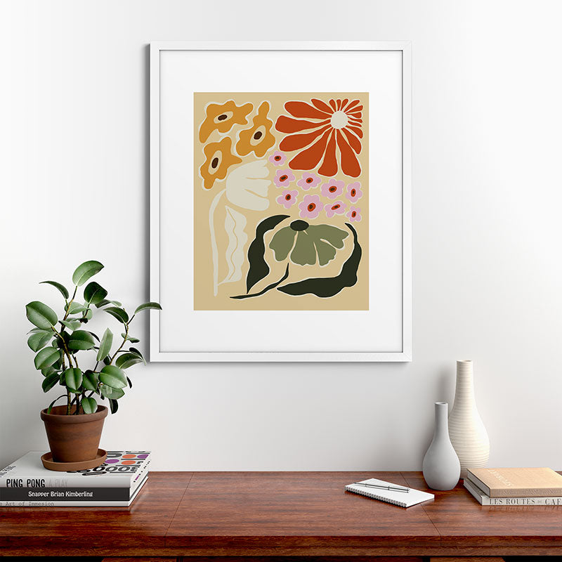 70s tropical fun flower Framed Art Print