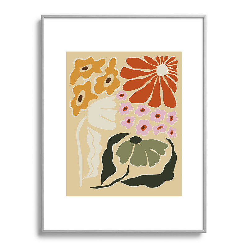 70s tropical fun flower Framed Art Print
