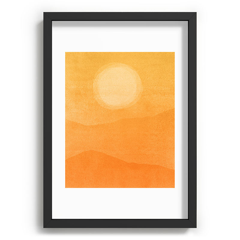 70s Style Golden Sunset Abstract Landscape Framed Art Print