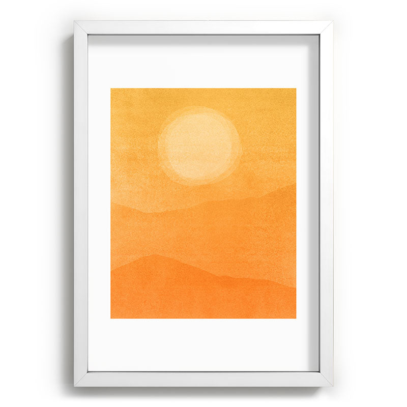 70s Style Golden Sunset Abstract Landscape Framed Art Print