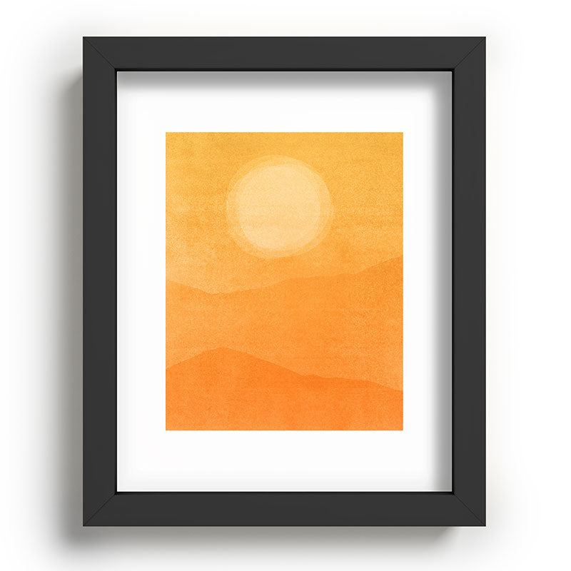 70s Style Golden Sunset Abstract Landscape Framed Art Print