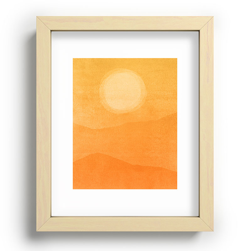 70s Style Golden Sunset Abstract Landscape Framed Art Print