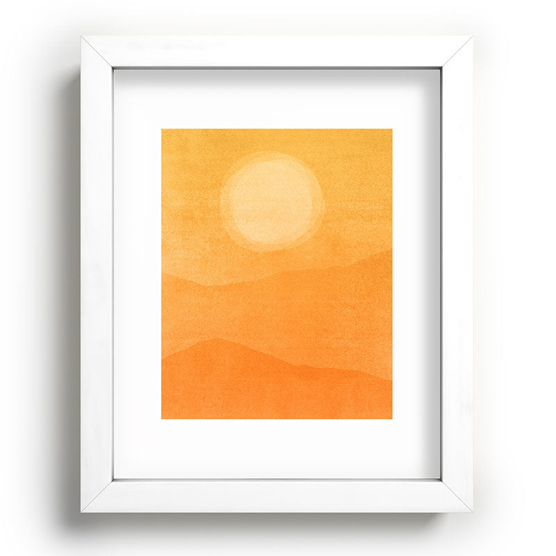 70s Style Golden Sunset Abstract Landscape Framed Art Print