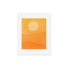 70s Style Golden Sunset Abstract Landscape Art Print