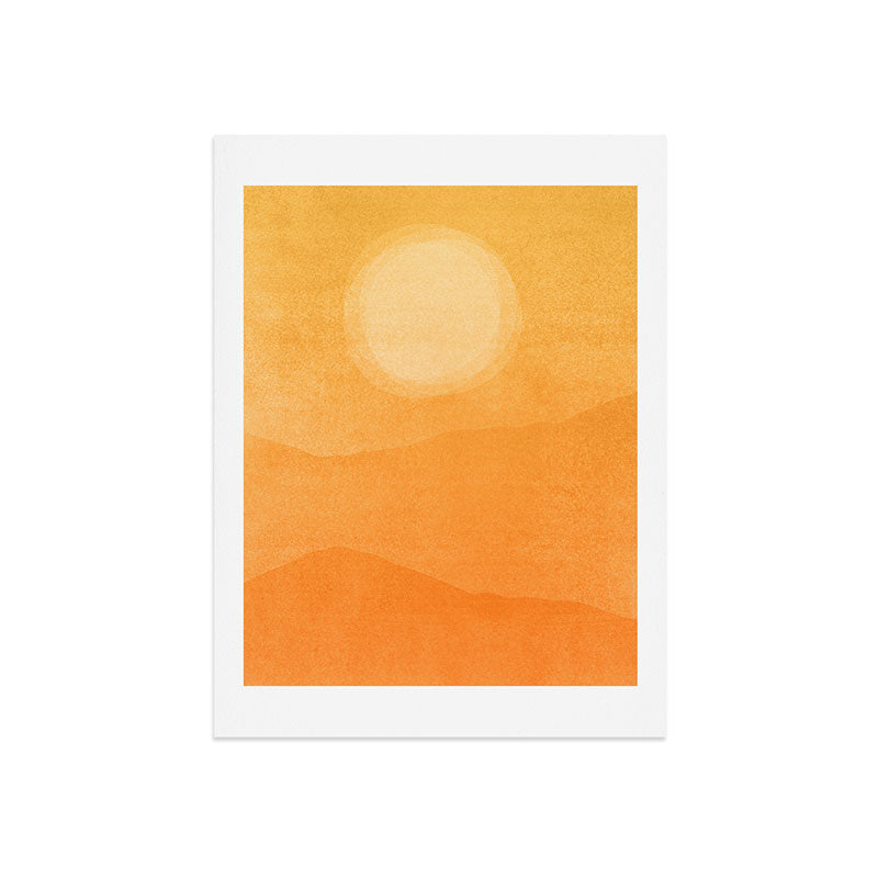 70s Style Golden Sunset Abstract Landscape Art Print