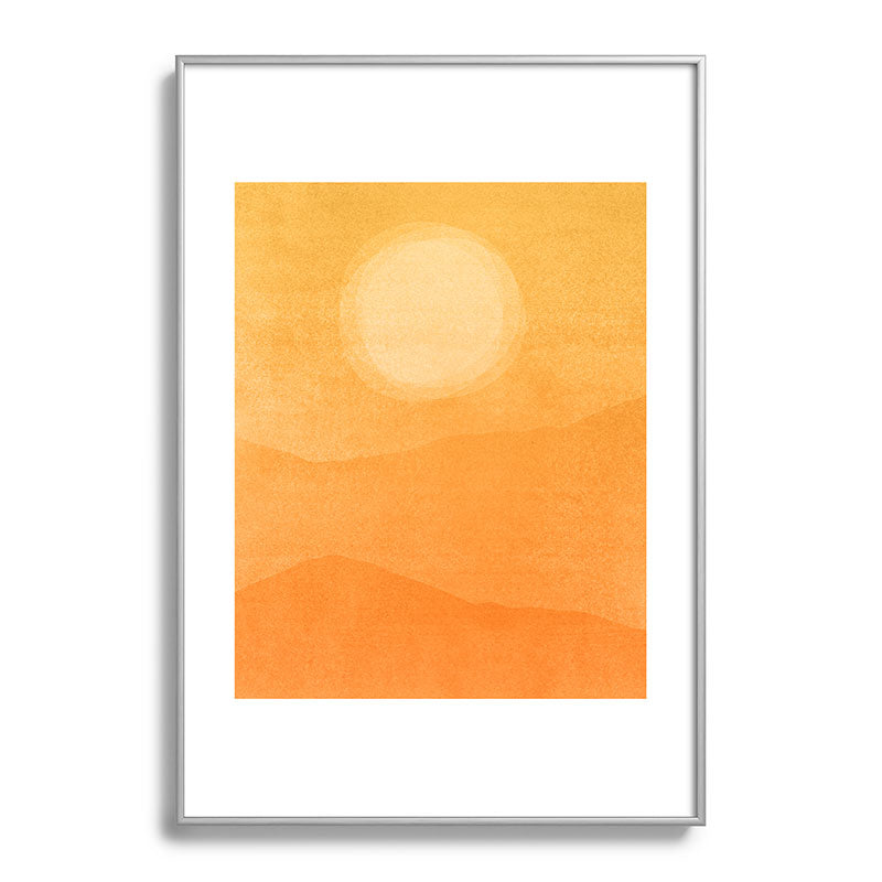 70s Style Golden Sunset Abstract Landscape Framed Art Print
