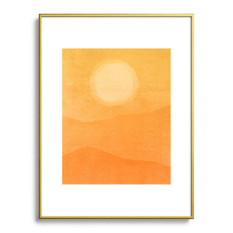 70s Style Golden Sunset Abstract Landscape Framed Art Print