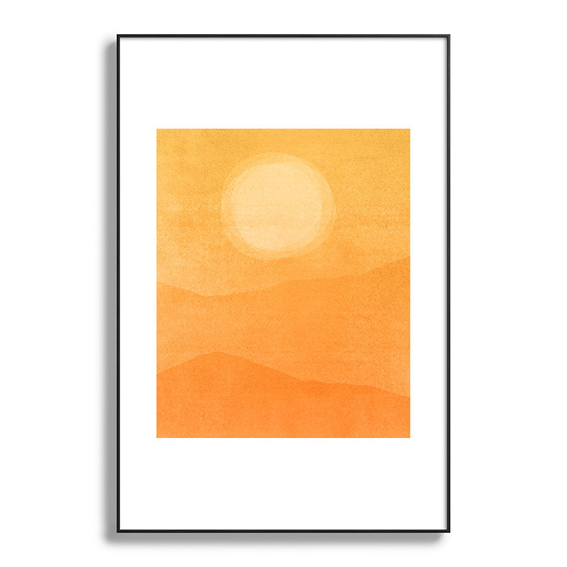70s Style Golden Sunset Abstract Landscape Framed Art Print