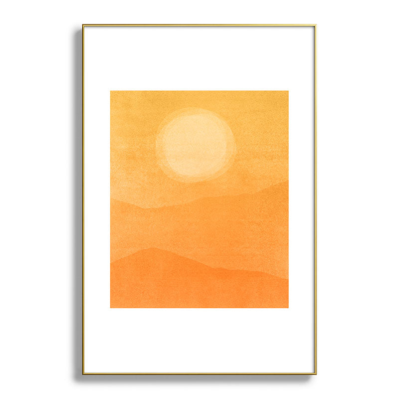 70s Style Golden Sunset Abstract Landscape Framed Art Print