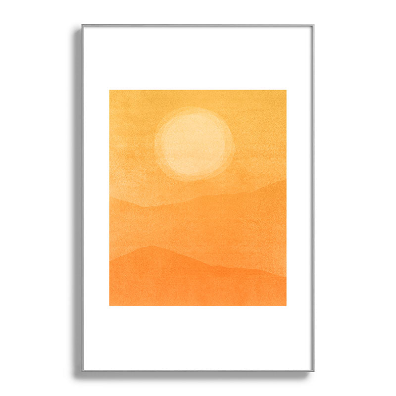 70s Style Golden Sunset Abstract Landscape Framed Art Print