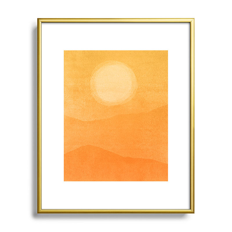 70s Style Golden Sunset Abstract Landscape Framed Art Print