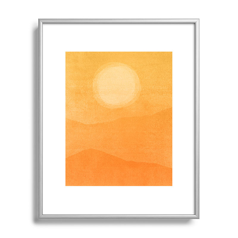 70s Style Golden Sunset Abstract Landscape Framed Art Print