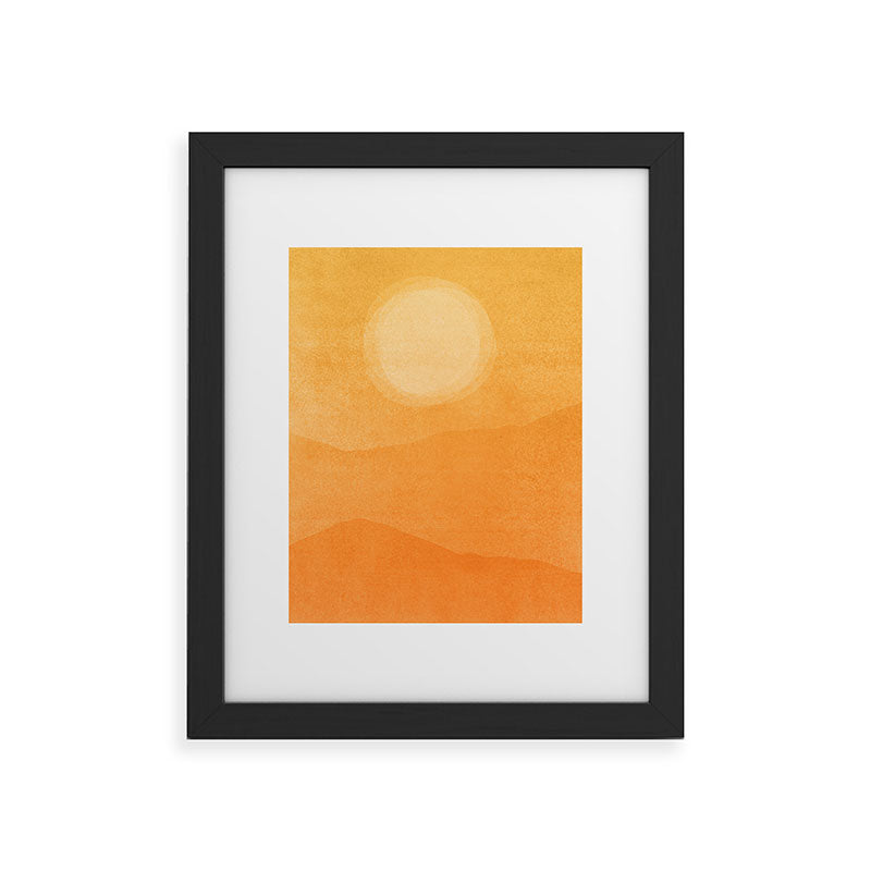 70s Style Golden Sunset Abstract Landscape Framed Art Print