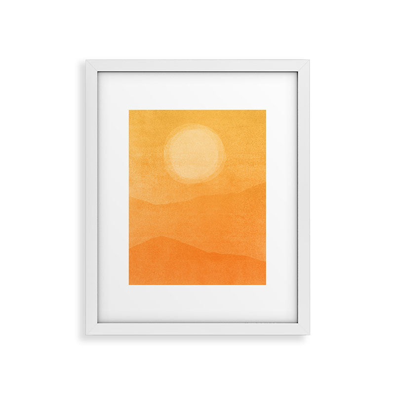 70s Style Golden Sunset Abstract Landscape Framed Art Print