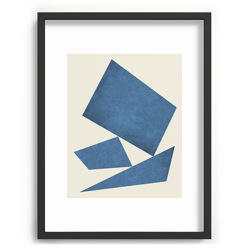 3 Forms Composition - Blue Framed Art Print