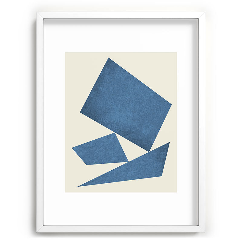 3 Forms Composition - Blue Framed Art Print