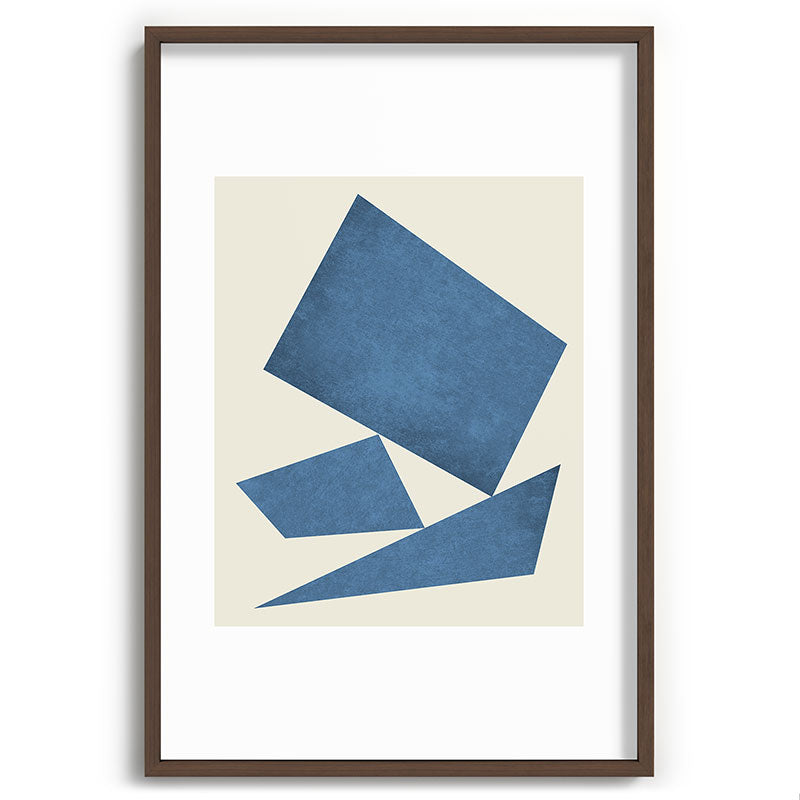 3 Forms Composition - Blue Framed Art Print