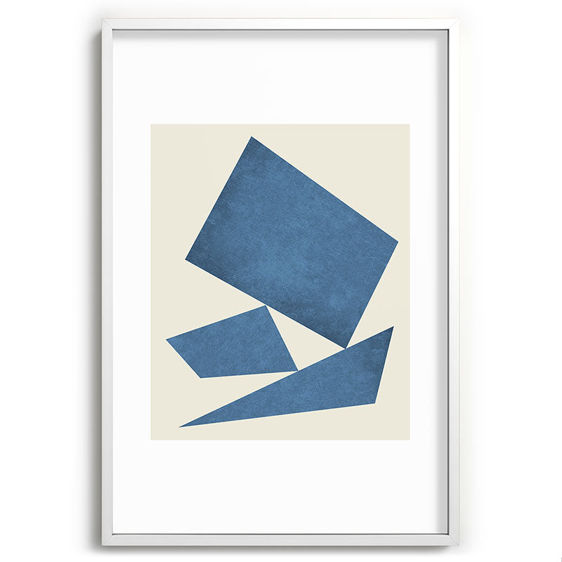 3 Forms Composition - Blue Framed Art Print