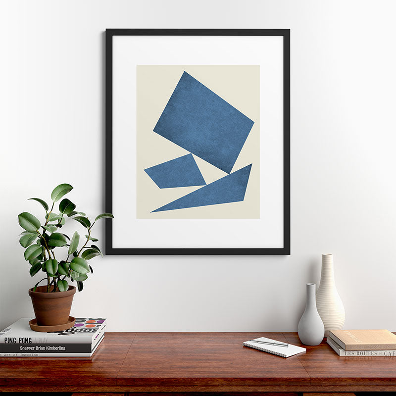 3 Forms Composition - Blue Framed Art Print