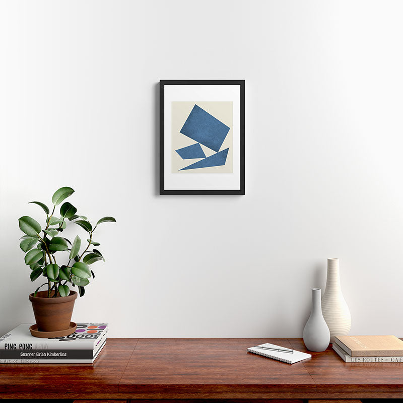 3 Forms Composition - Blue Framed Art Print