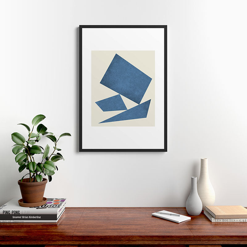 3 Forms Composition - Blue Framed Art Print