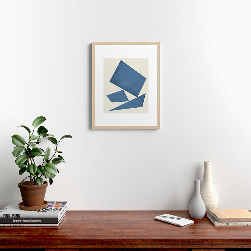 3 Forms Composition - Blue Framed Art Print