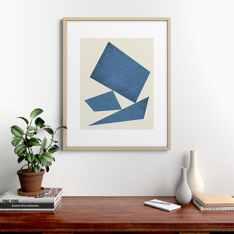 3 Forms Composition - Blue Framed Art Print