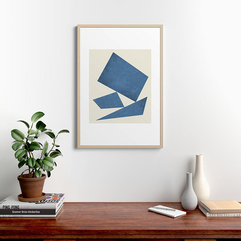 3 Forms Composition - Blue Framed Art Print