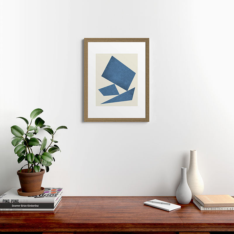 3 Forms Composition - Blue Framed Art Print