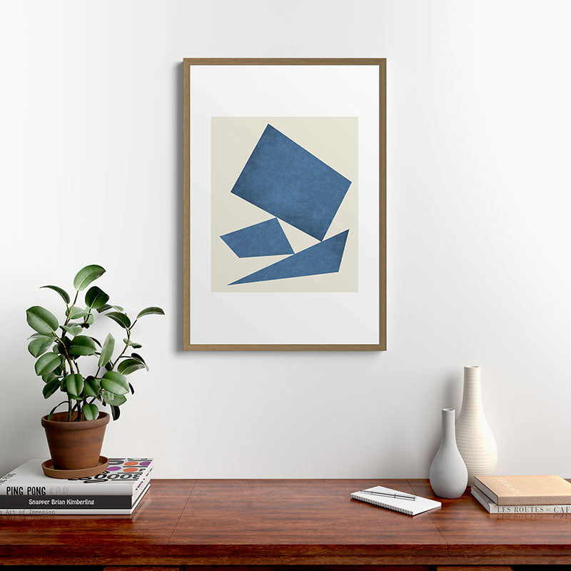 3 Forms Composition - Blue Framed Art Print