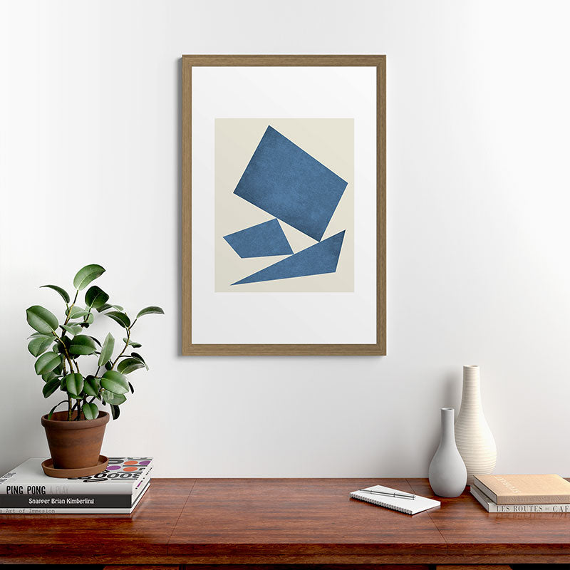 3 Forms Composition - Blue Framed Art Print