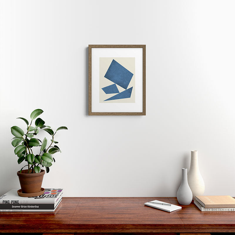 3 Forms Composition - Blue Framed Art Print