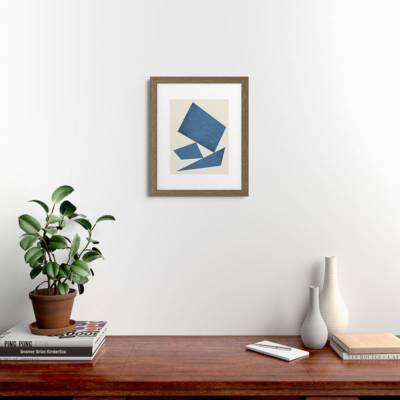 3 Forms Composition - Blue Framed Art Print