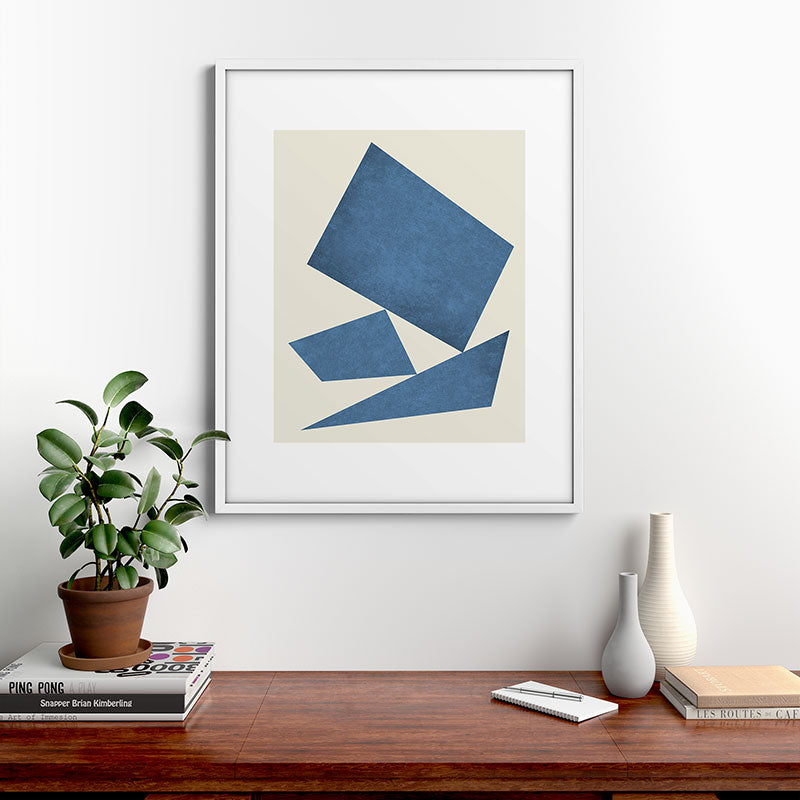3 Forms Composition - Blue Framed Art Print