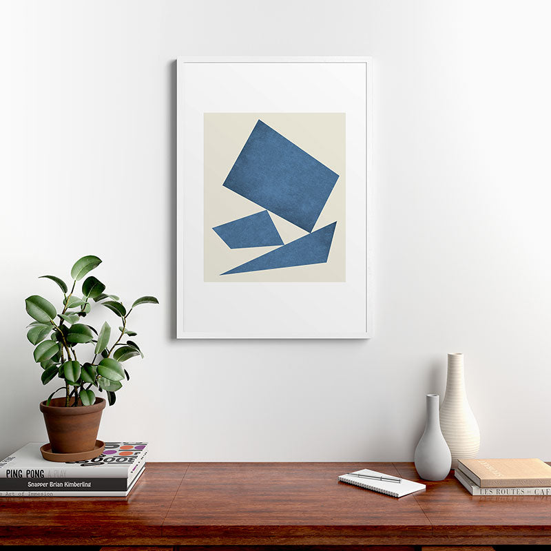 3 Forms Composition - Blue Framed Art Print