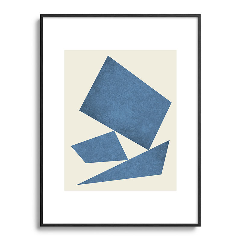 3 Forms Composition - Blue Framed Art Print