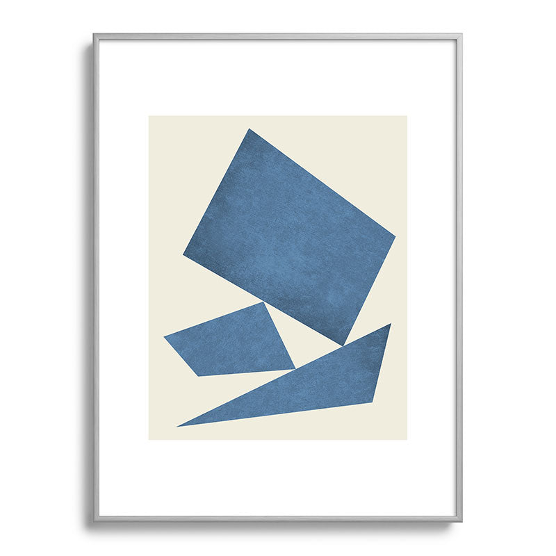 3 Forms Composition - Blue Framed Art Print