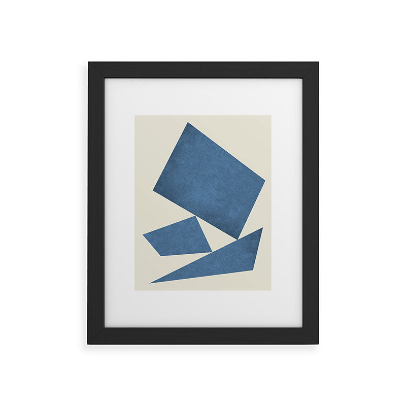 3 Forms Composition - Blue Framed Art Print
