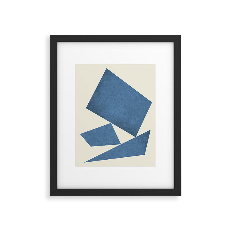 3 Forms Composition - Blue Framed Art Print