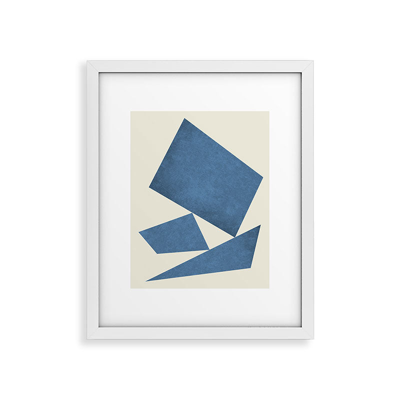 3 Forms Composition - Blue Framed Art Print